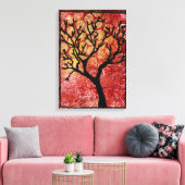 Arbre pointu sur toile peinte - Rouge (Insitu(Salon))