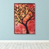 Arbre pointu sur toile peinte - Rouge (Insitu (Plancher de Bois))