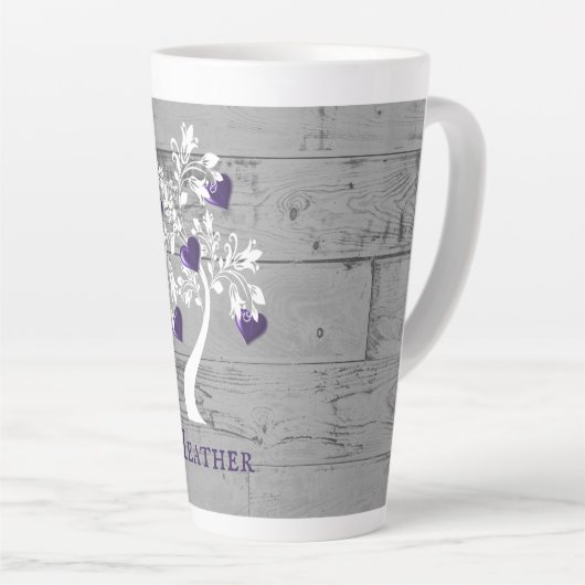 Arbre pourpre des coeurs Mug latte personnalisée (Angle droit)