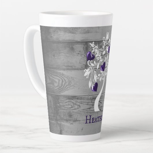 Arbre pourpre des coeurs Mug latte personnalisée (Angle gauche)