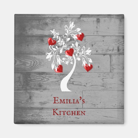 Arbre rouge des coeurs Magnet personnalisé (Devant)