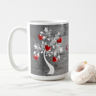 Arbre rouge des coeurs Mug de café personnalisé