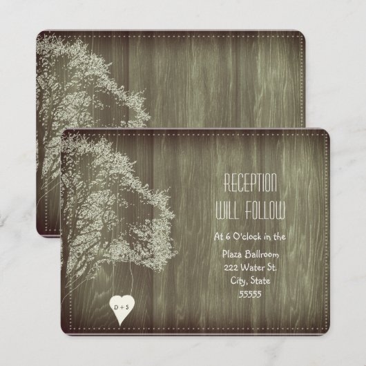Arbre Rustique Avec Carte De Réception De Mariage  (Devant / Derrière)