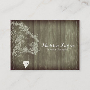 Arbre Rustique Avec Carte de visite Coeur Monogram