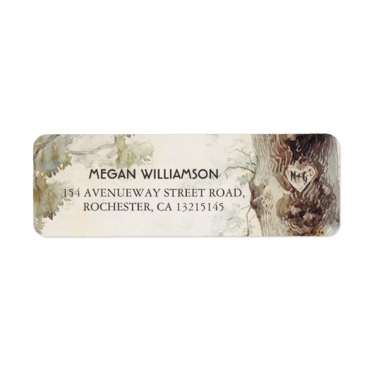 Arbre rustique et coeur sculpté Étiquettes d'adres (Devant)