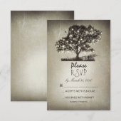 Arbre rustique et lumières à cordes mariage cartes (Devant / Derrière)