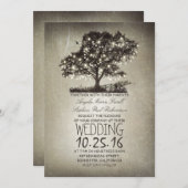 Arbre rustique & lumières à cordes invitations de  (Devant / Derrière)