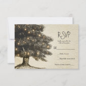 Arbre rustique vintage & Lumières Mariage RSVP (Devant)
