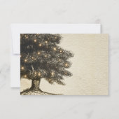 Arbre rustique vintage & Lumières Mariage RSVP (Dos)