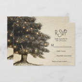 Arbre rustique vintage & Lumières Mariage RSVP (Devant / Derrière)