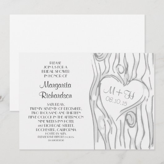arbre sculpté nuptiale moderne invitations de douc (Devant / Derrière)