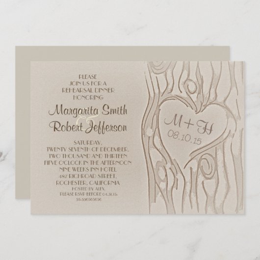 arbre sculpté répétition rustique invitations dîne (Devant / Derrière)