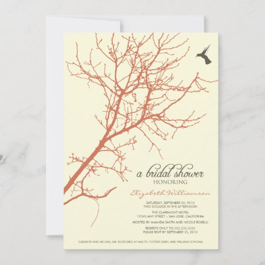 Arbre Silhouette Invitation de la douche nuptiale  (Devant)