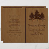 Arbre sur bois brun programme de mariage pour les  (Devant / Derrière)