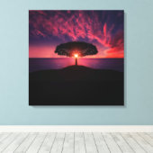 arbre sur le soleil peinture, photo, Toile (Insitu (Plancher de Bois))