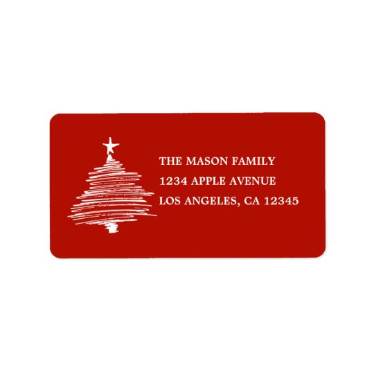 Arbre tiré par la main étiquette d'adresse