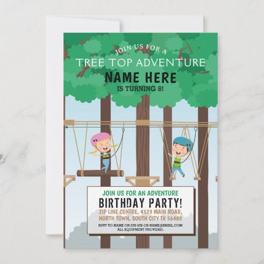 Arbre Top Birthday Adventure Park Invitation extér (Devant)