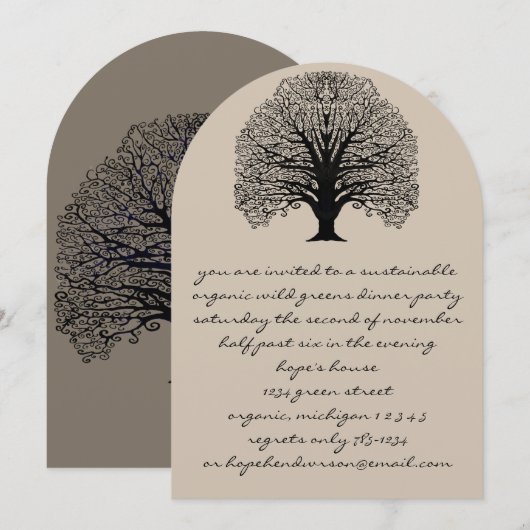 Arbre Tourbillon Noir Invitation (Devant / Derrière)
