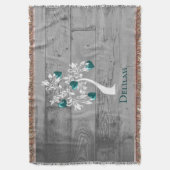 Arbre turquoise des coeurs Couverture de lancer pe (devant Vertical)