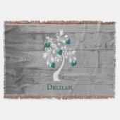 Arbre turquoise des coeurs Couverture de lancer pe (Devant)