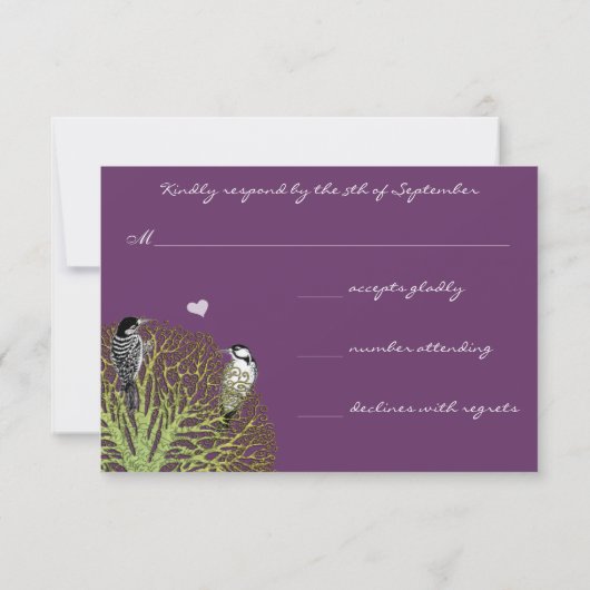 Arbre vert damassé RSVP avec oiseaux Vintages (Dos)