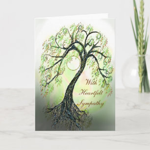 Arbre vert paisible de la vie Carte de sympathie