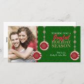 Arbre vert rouge Ornements Noël Cartes photos (Devant / Derrière)