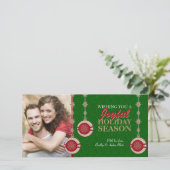 Arbre vert rouge Ornements Noël Cartes photos (Debout devant)