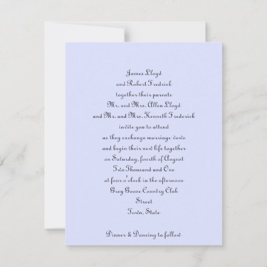 Arbres à Faire-part de mariage bleues (Dos)