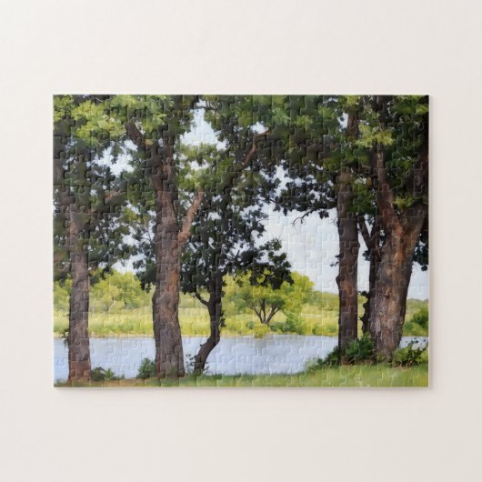 Arbres au lac Paisible Nature Art Puzzle (Horizontal)