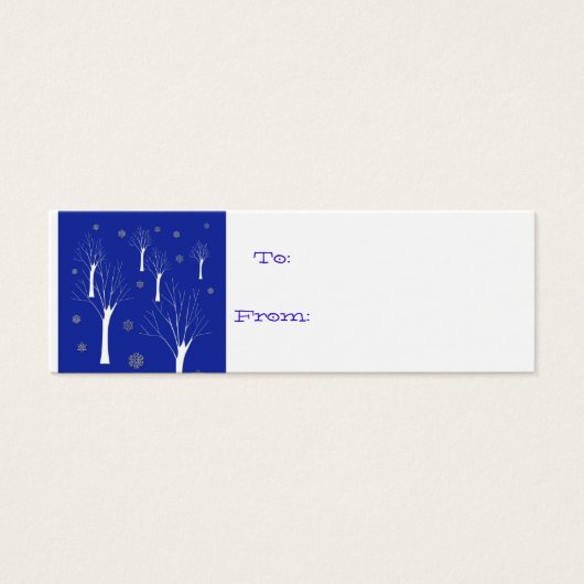 arbres blancs sur étiquette cadeau bleu (Devant)