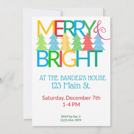 Arbres colorés Invitation de vacances (Devant)