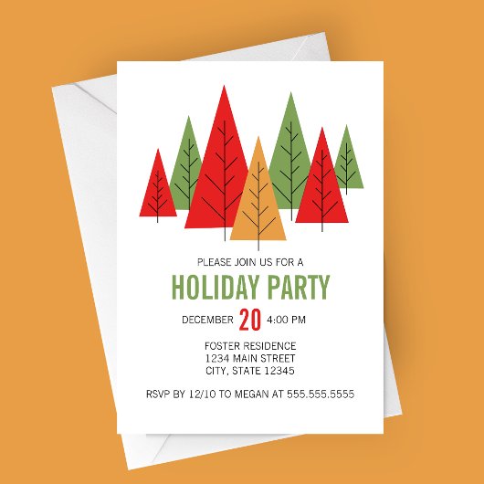 Arbres colorés modernes Fête Invitation