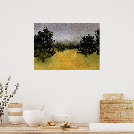 "Arbres dans un champ #2" Affiche paysagère (Cuisine)