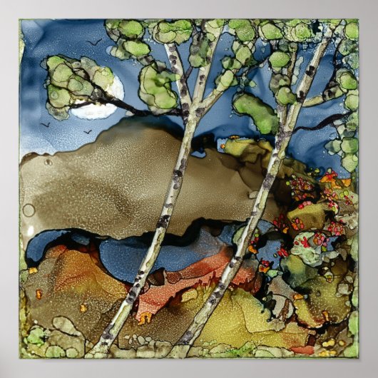 Arbres d'Aspen et affiche sur le lac 12X12" (Devant)