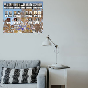 Arbres d'automne dorés Affiche d'arbre généalogiqu