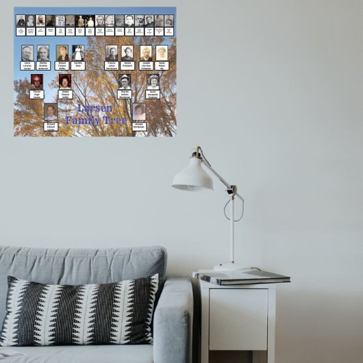 Arbres d'automne dorés Affiche d'arbre généalogiqu
