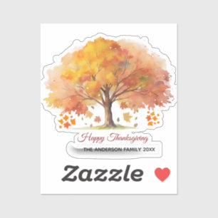 arbres d'automne joyeux thanksgiving autocollant