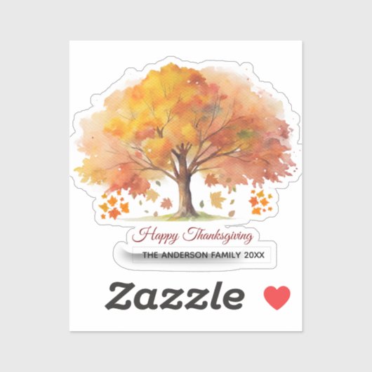 arbres d'automne joyeux thanksgiving autocollant (Feuille)