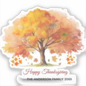 arbres d'automne joyeux thanksgiving autocollant (Recto)