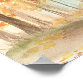 Arbres d'automne Orange Feuille Aquarelle Poster (Coin)