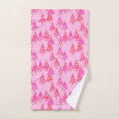 Arbres de Noël à fleurs modernes, rose pastel (Serviette à main)