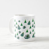 Arbres de Noël Aquarelle Art Mug blanc (Devant gauche)