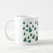 Arbres de Noël Aquarelle Art Mug blanc (Gauche)