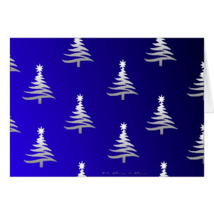 Arbres de Noël Argent sur Bleu Cobalt