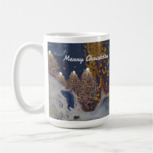 Arbres de Noël bleus et dorés à la Mug nocturne