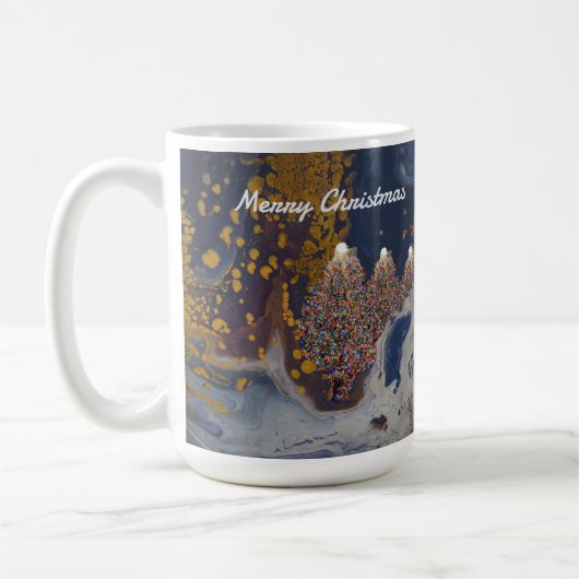 Arbres de Noël bleus et dorés à la Mug nocturne (Gauche)