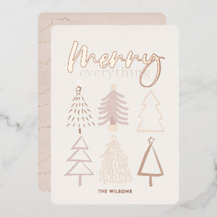 Arbres de Noël Boho Rose Or Feuille Cartes de Fête
