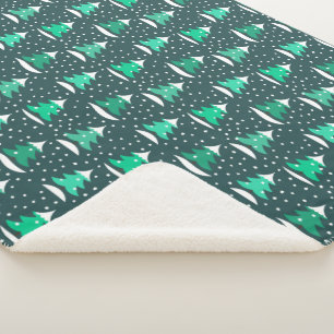 Arbres de Noël couverture sherpa motif hiver