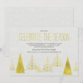 Arbres de Noël d'or - Invitation à la fête de Noël (Devant / Derrière)